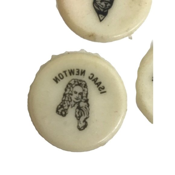 Set of 5 Vintage 1969 Coca-Cola Bottle Cap Inserts Pasteur Franklin Newton Washi - Picture 3 of 7